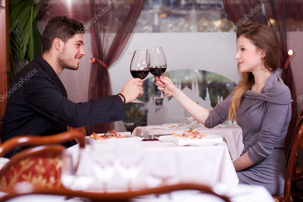 young couple at restaurant