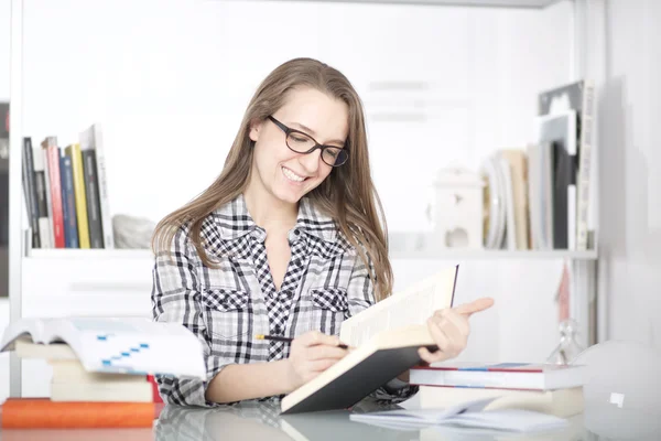 young student working at home