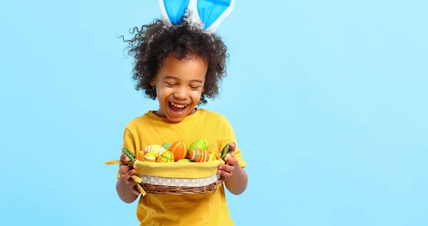 Adorable Niño Afroamericano Feliz Con Pelo Rizado Ropa Casual Orejas — Foto de Stock