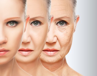 Yaşlanma Cilt güzellik kavramı. Anti-Aging yordamlar, gençleştirme, kaldırma, yüz cilt sıkılaştırma