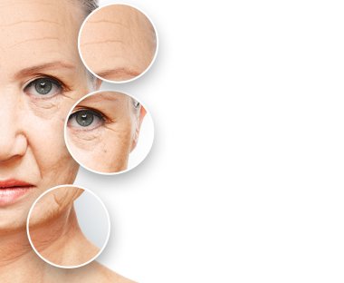 Yaşlanma Cilt güzellik kavramı. Anti-Aging yordamlar, gençleştirme, kaldırma, yüz cilt sıkılaştırma