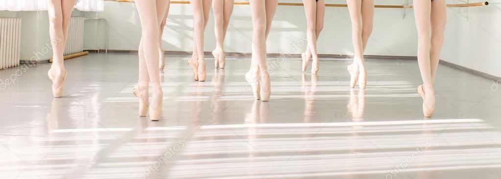 legs of dancers ballerinas in class classical dance, ballet