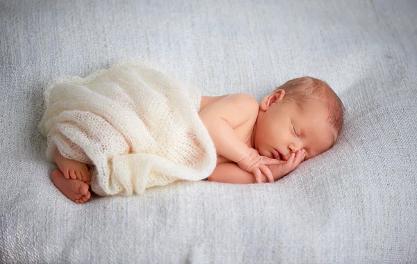 Bonito recém-nascido bebê dorme — Fotografia de Stock