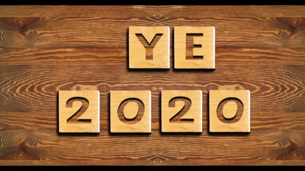 Αντίο 2020 Ξύλινο Κύβο Ελπίδα Νέα Ζωή Και Καλή Χρονιά — Αρχείο Βίντεο