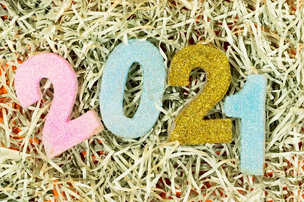 Kağıt Üzerinde Yeni Yıl Mum Numarası 2021 — Stok fotoğraf
