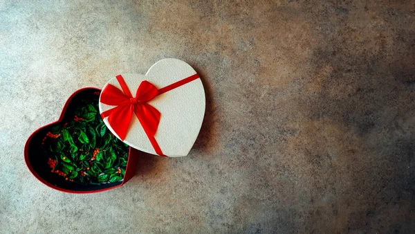 open heart shaped box. holidays concept