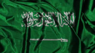 Rüzgarda dalgalanan Suudi Arabistan bayrağı, canlandırılmış bayrak arka planı
