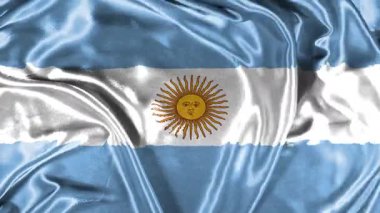 Arjantin ulusal bayrak videosu. 3D Arjantin bayrağı dalgalanan kusursuz döngü video animasyonu
