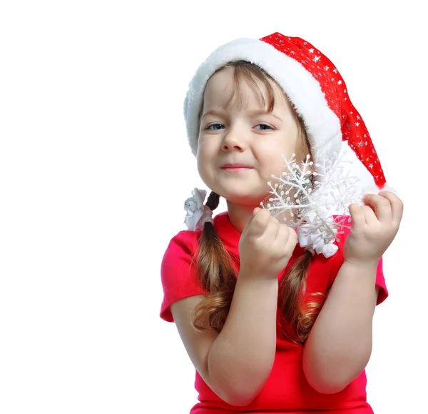 Belle fille dans le chapeau du Père Noël Photos De Stock Libres De Droits