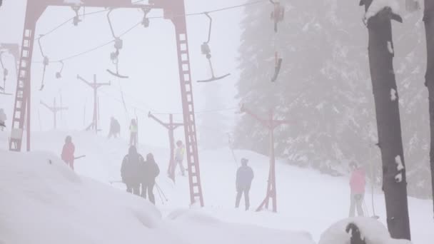 Elevadores de arrasto de esqui Timelapse — Vídeo de Stock