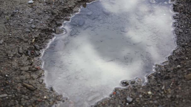 Reflejo de nubes en charco — Vídeo de stock