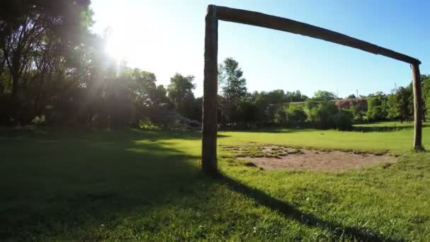 Goles de fútbol de madera — Vídeos de Stock