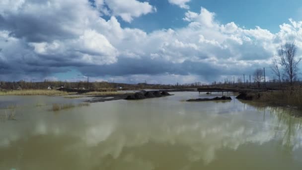 Wastewater foam on nature — Stock Video