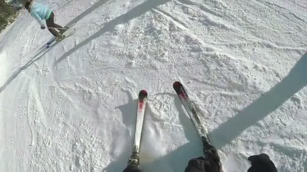 Ski-afdaling in de natuur — Stockvideo