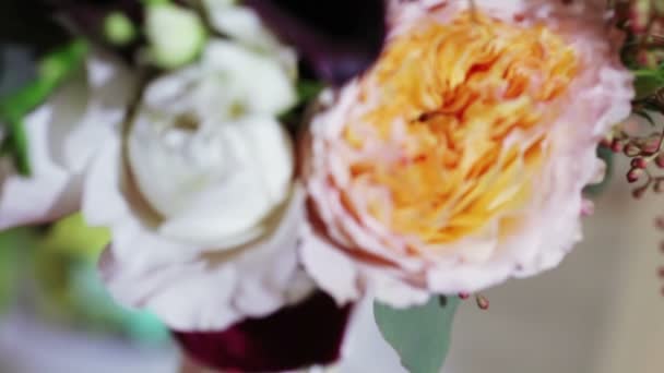 Bridal bouquet at home — Stock Video
