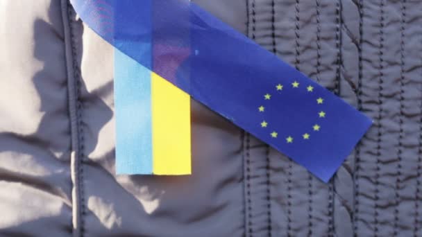 Стрічки ЄС та України — стокове відео