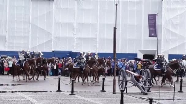 Uitreiking van de Koninklijke Garde wijzigen in Koninklijk Paleis Stockholm — Stockvideo