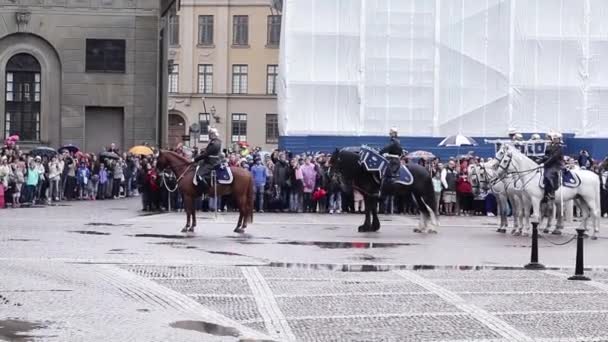 W ceremonii Królewski gwardzista zmienić w Pałac Królewski w Sztokholmie — Wideo stockowe