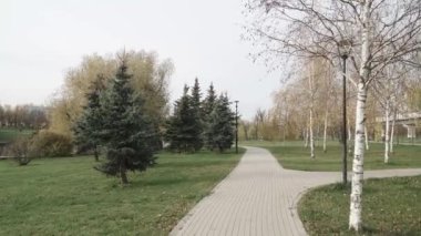Moskova metrosu manzaralı parkta bir ara sokak.