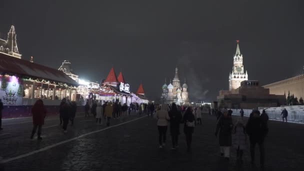 Plaza Roja y GUM en Año Nuevo e iluminación navideña — Vídeos de Stock