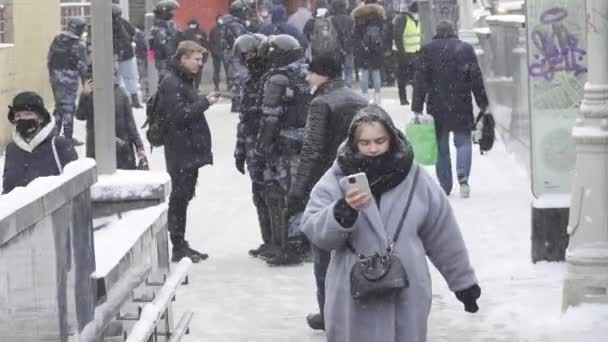 Reuniones en apoyo de Navalny — Vídeo de stock