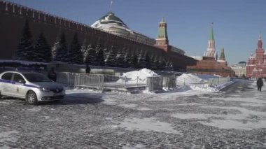 Yoğun kar yağışı sonrası Kızıl Meydan, Kremlin, GUM