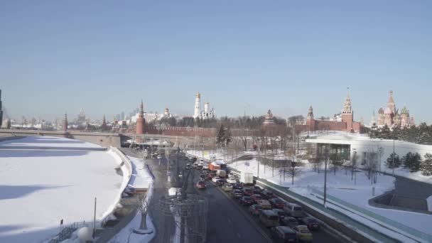 Άποψη του Κρεμλίνου και των παγωμένων — Αρχείο Βίντεο