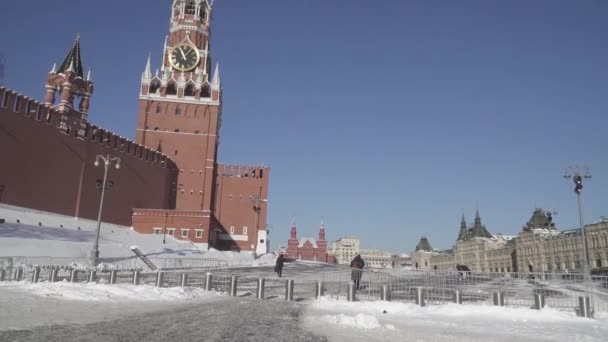 Vista da Praça Vermelha, Kremlin, GUM após nevasca pesada — Vídeo de Stock