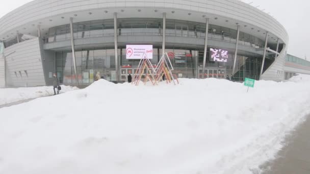 Metrostation MCC Luzhniki na zware sneeuwval — Stockvideo