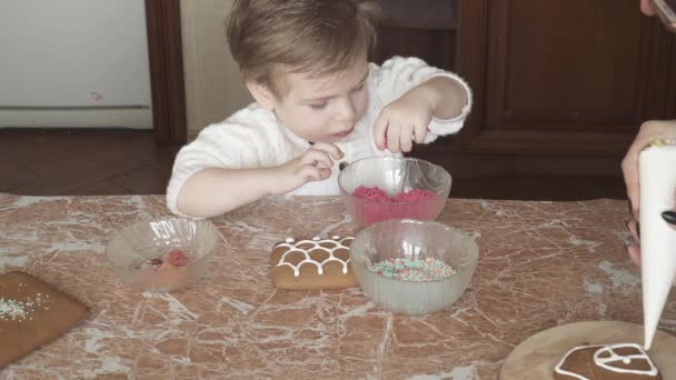 Boy in the kitchen sorts — Stock Video