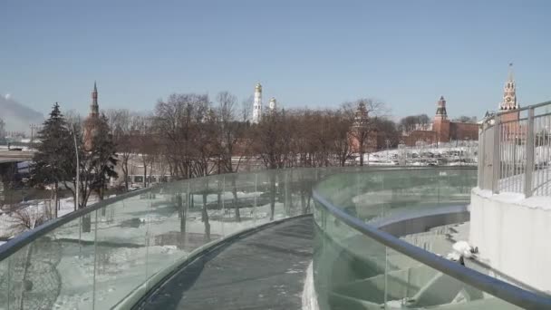 View of the Kremlin and the frozen — Stock Video