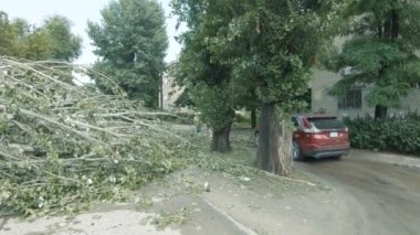 Kavak piramidi yol boyunca düştü Karagandinskaya caddesi boyunca