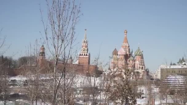 克里姆林宫和冻土的景象 — 图库视频影像