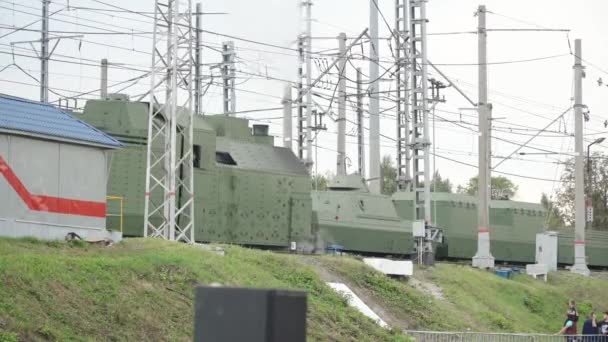 Feria internacional de equipos y tecnologías ferroviarias Expo 1520. Exposición dinámica. Locomotoras de vapor históricas y antiguas de la URSS y Rusia — Vídeos de Stock