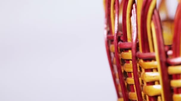 Rotating woven empty basket — Stock Video