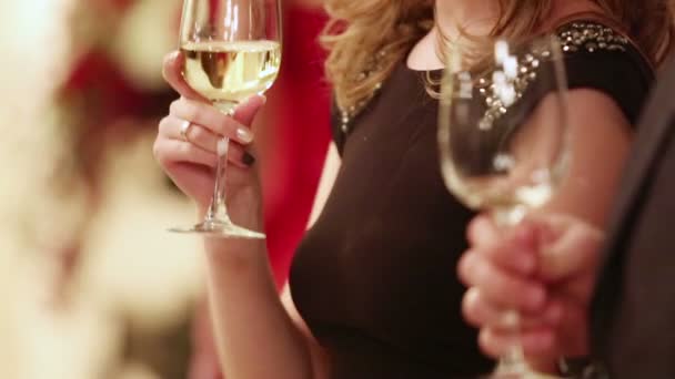 Par med glas champagne — Stockvideo