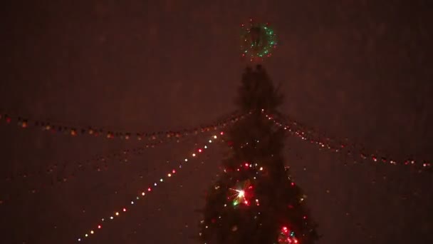 Verlichting op kerstboom Toon — Stockvideo