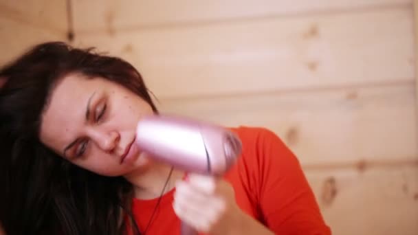 Pentear secador de cabelo — Vídeo de Stock