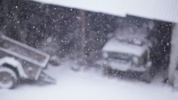 Gaan binnenplaats van sneeuw — Stockvideo