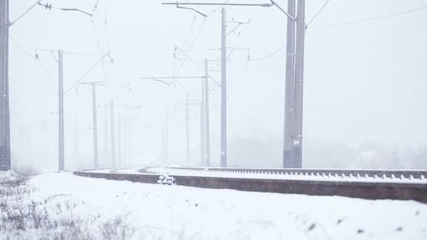 Snowy railway — Stock Video