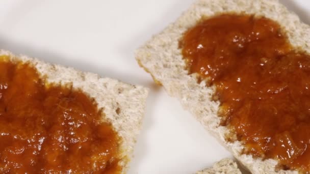 Crispbread with jam — Stock Video