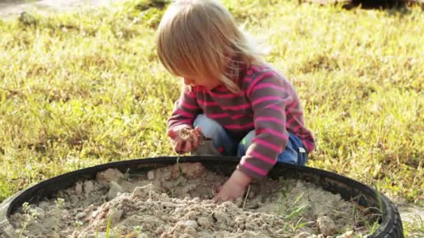 Girl in sandbox — Stock Video