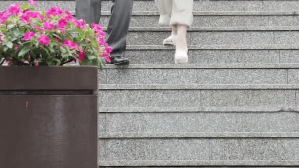 Rain on granite stairs — Stock Video