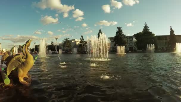 都市公園の噴水 — ストック動画