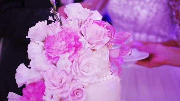 Corte de pastel de boda — Vídeo de stock