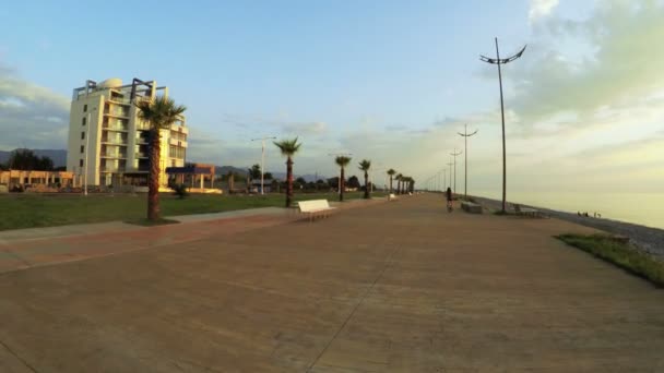 Palmeras con nubes en el mar — Vídeos de Stock