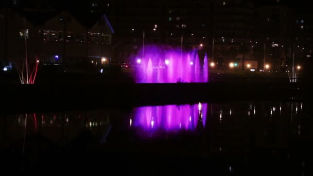 夜の噴水ショー — ストック動画