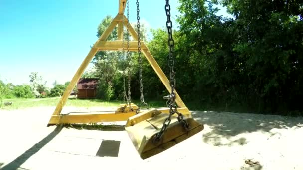 Wooden swing outdoor — Stock Video