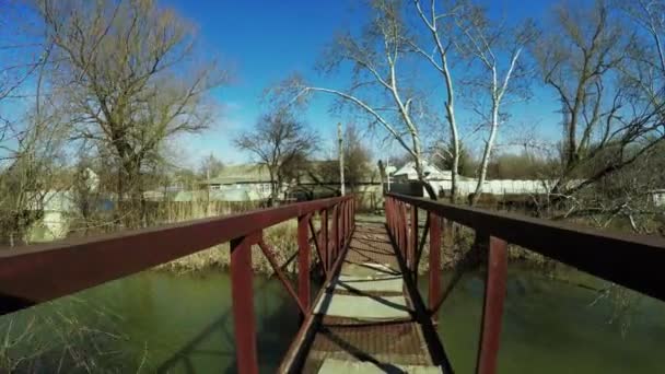 Brug over rivier — Stockvideo