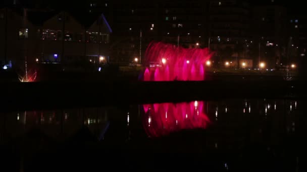 Dancing fountain at night — Stock Video